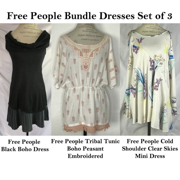 Free People Boho Peasant Bundle Set of 3 Dresses - Picture 1 of 15